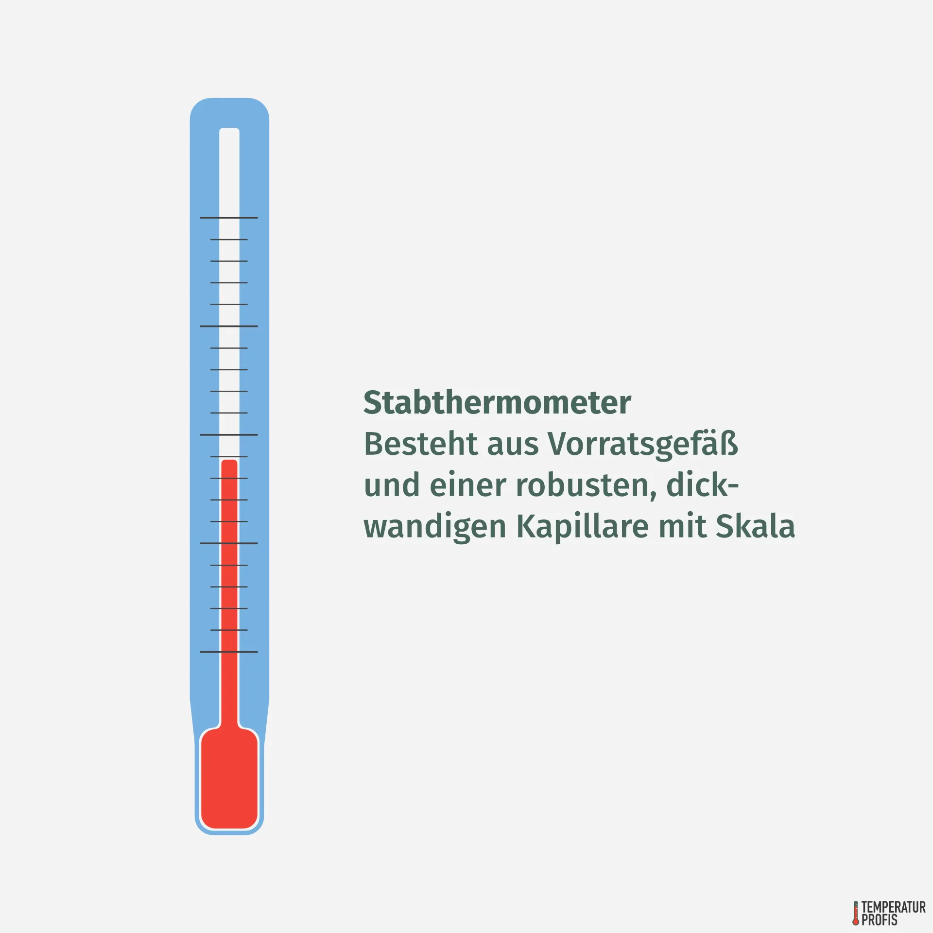 Thermometer Arten: Stabthermometer haben eine besonders robuste, dickwandige Kapillare